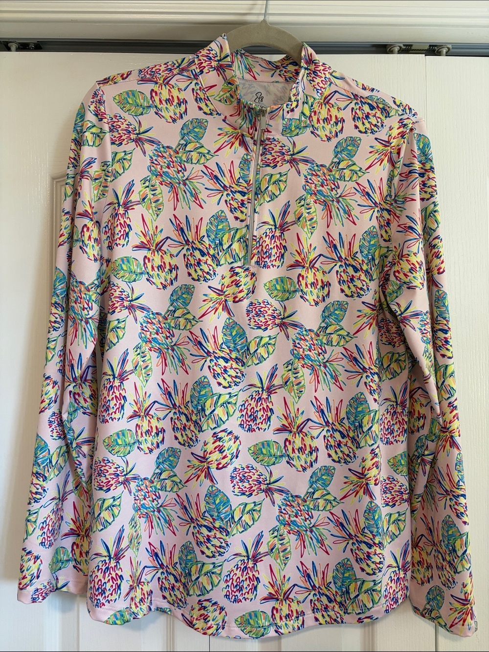 Emerald 18 Pink Pineapple Golf Tennis long sleeve, 1/4 Zip